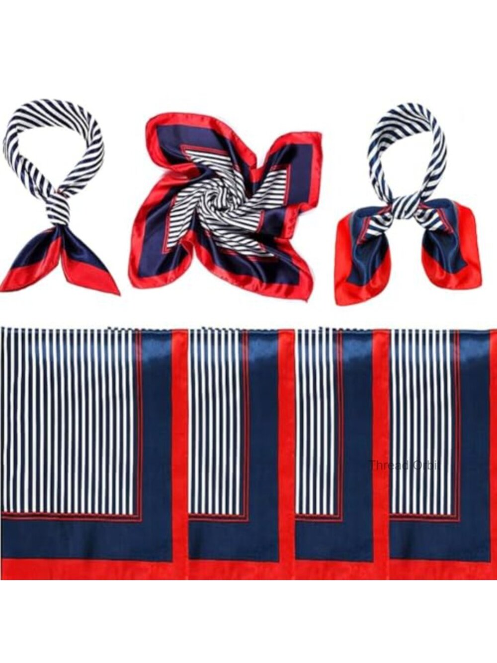 4 Pack Silk Satin Sailor Scarf Square 20 Inch Flight Attendant Neck Scarf